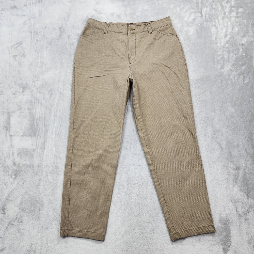 Vintage Riders Pants Womens 14P PETITE Tan Brown Housdtooth Twill Chino Office